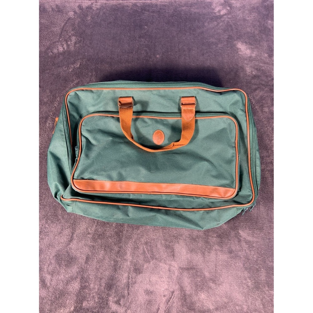 Polo Ralph Lauren Vintage Duffel Bag Large Green Canvas Removable Shoulder Strap
